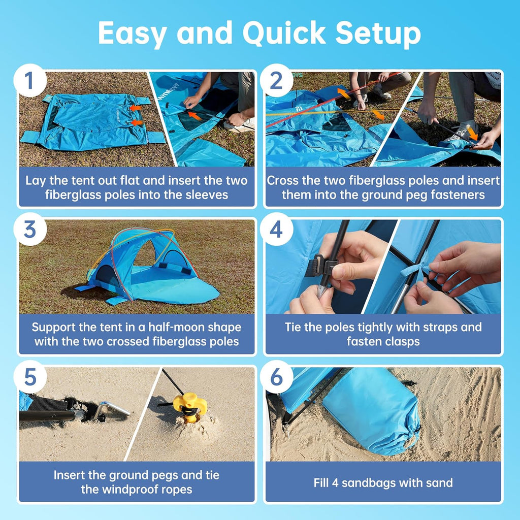 Beach Tent Sun Shelter Beach Shade Tent with UPF50+ UV Protection Beach Sun Shelter Beach Shade