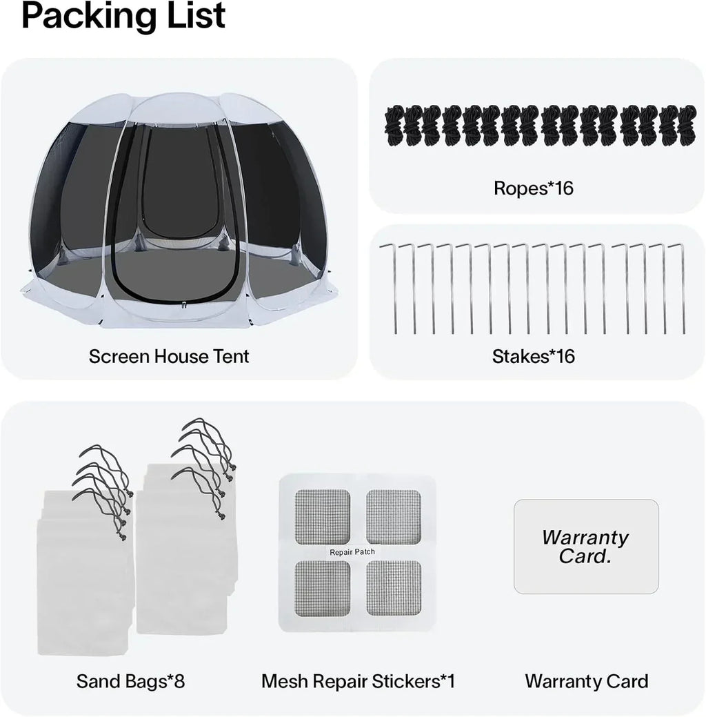 Screen gazebo sleeps 6-10-15 people Igloo-style canopy tent mosquito net on the sides Perfect