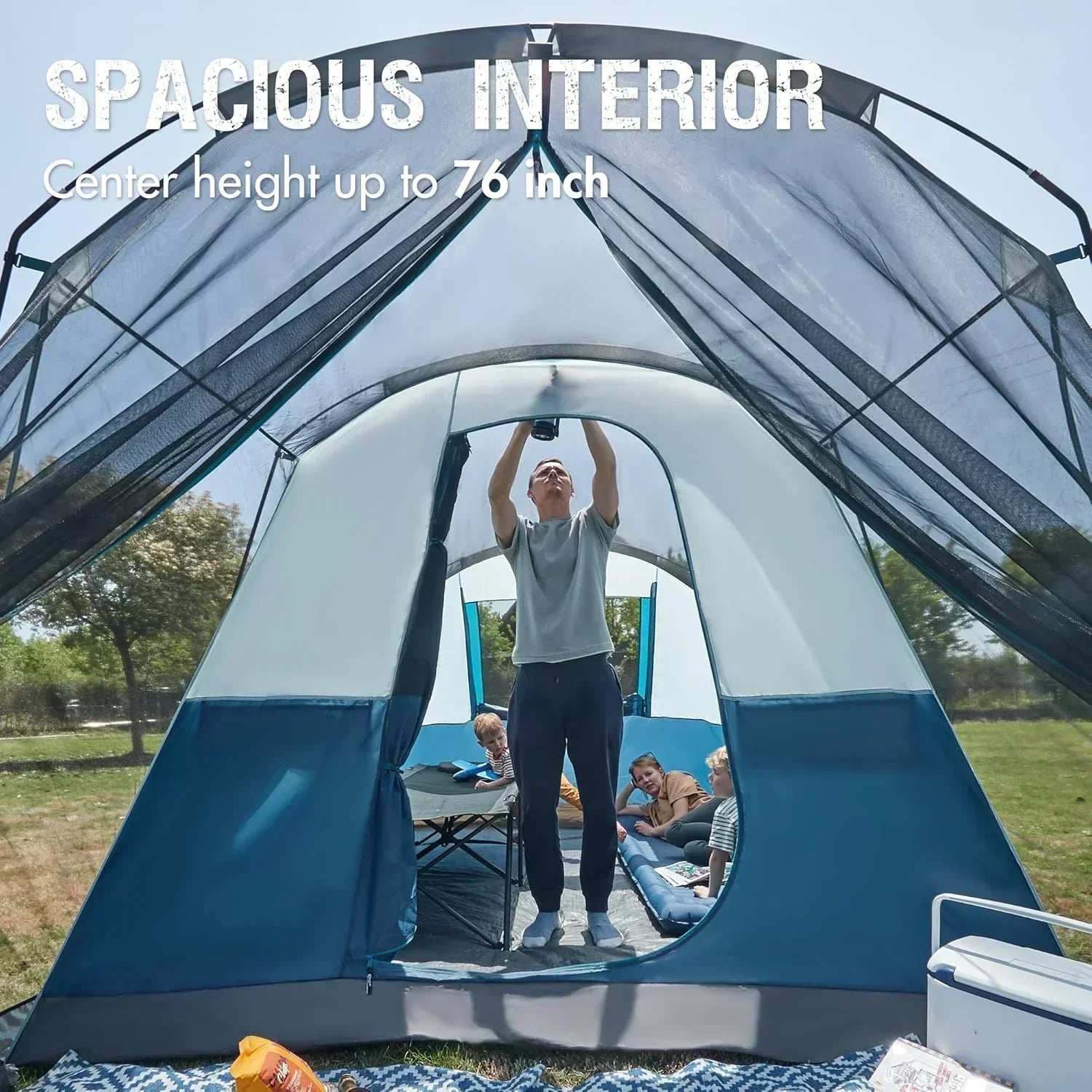 PORTAL 6/8/10 Person Family Camping Tent with Screen Room Water Resistant Big Tunnel Tent