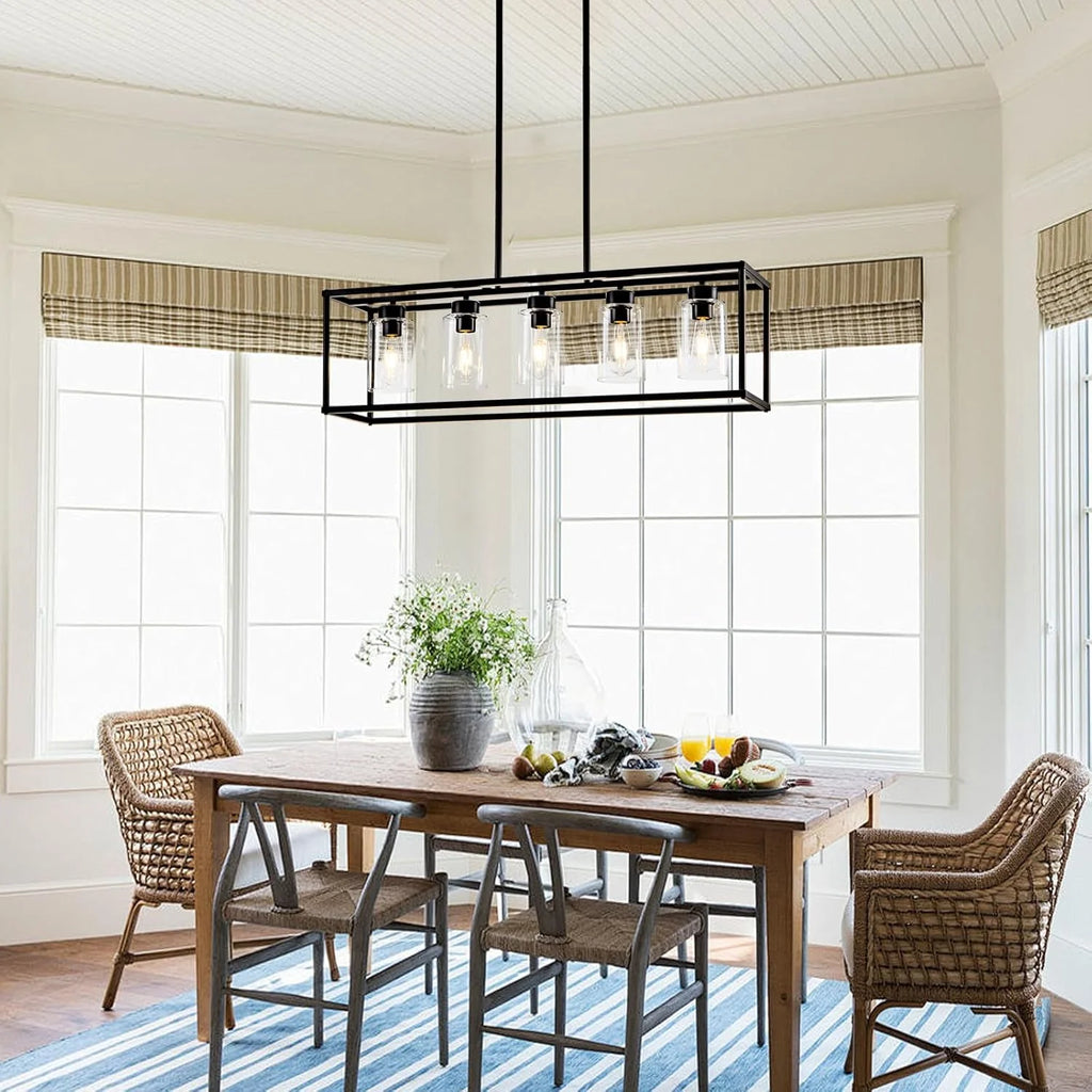 Modern Rustic Matte Black Chandelier