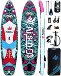 Inflatable wide SUP board with SUP carrying bag, hand pump, 10L waterproof bag and adjustable paddle