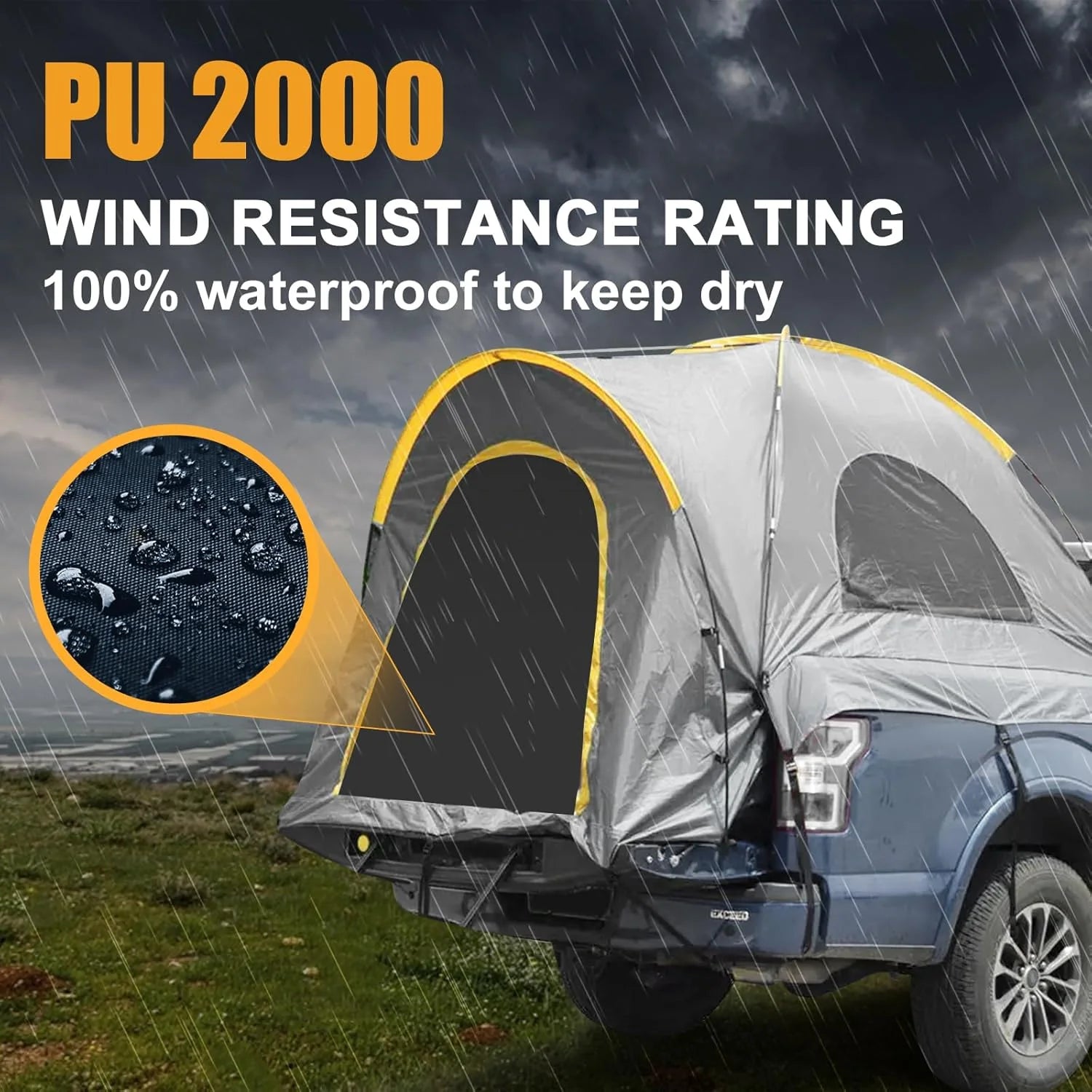 SUV Tent, 5-9 Person Rectangle Car Tent for Family, Waterproof & Windproof for Car Camping, Large Camping Tents with Storage Bag, SUV, Van, Jeep, Pickup 8FT L x 10.6FT W x 7.2FT H