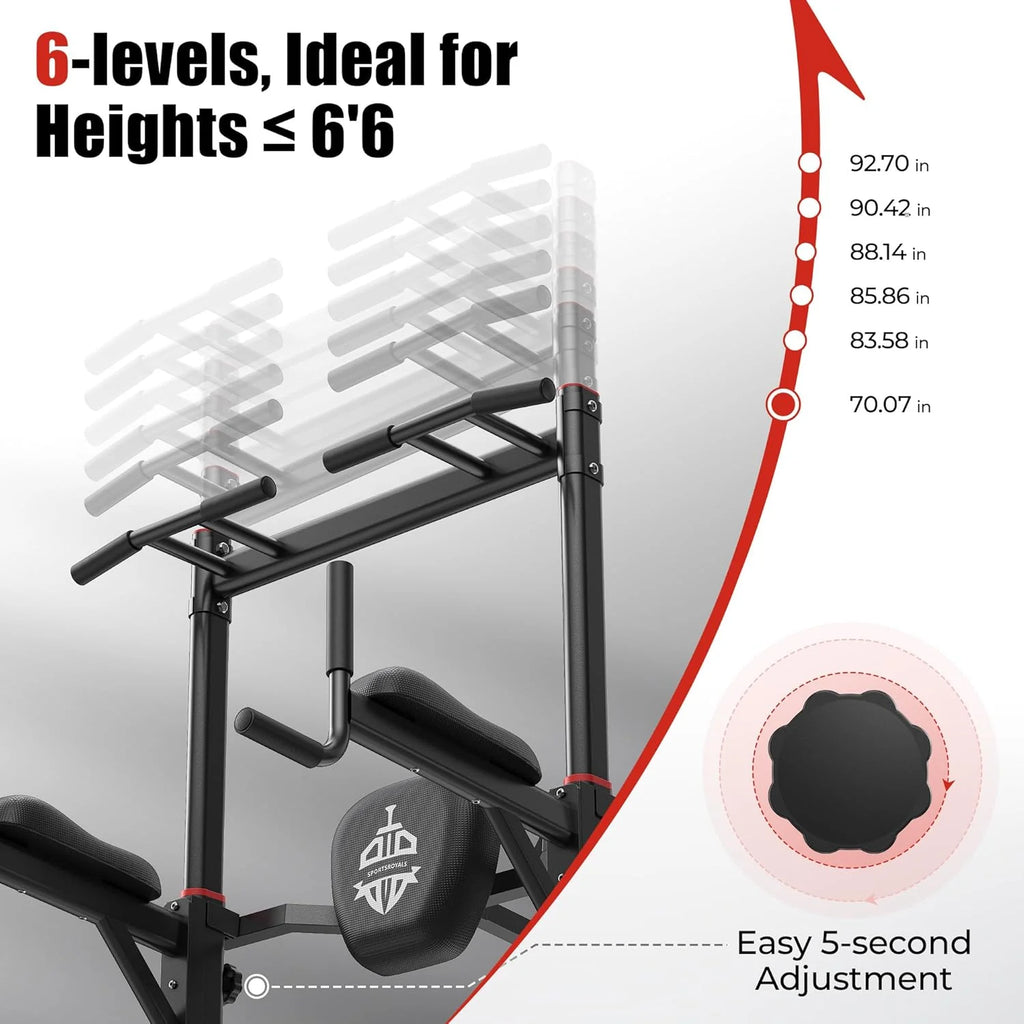 Sportsroyals Power Tower Pulp Up Bar Station, 450 lbs stable suspended immersion tilt station