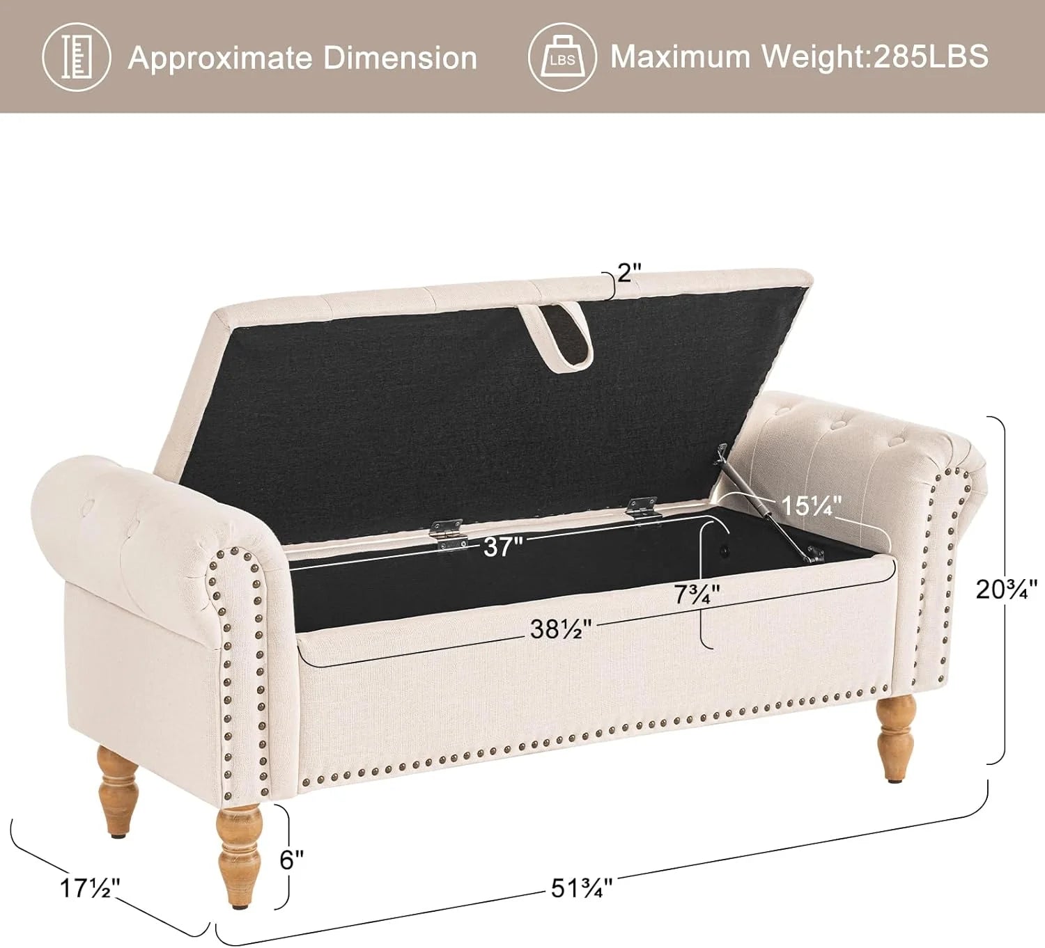 Furniliving Modern Storage Ottoman Bench, Sherpa Ottoman End of Bed Bench with Solid Wood Legs Upholstered Ottoman Benches with Storage Indoor Bench