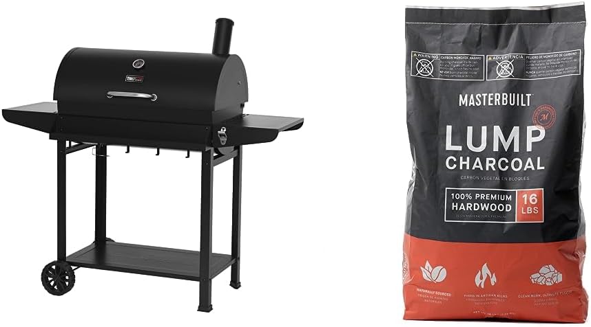 Royal Gourmet CC1830T 30-Inch Barrel Charcoal Grill Warming Rack Front Storage Basket BBQ Grill