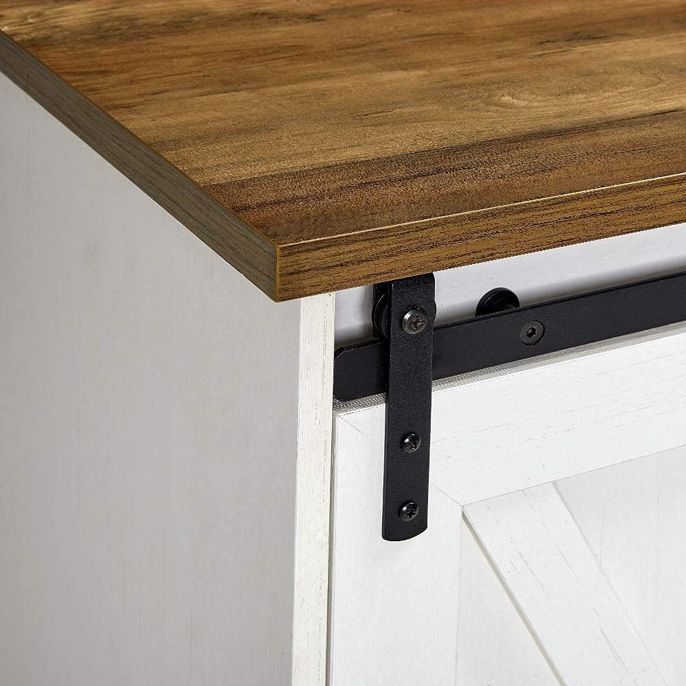 AMERLIFE Fireplace TV Stand with Sliding Barn Door  Farmhouse 63 Fireplace Entertainment Center
