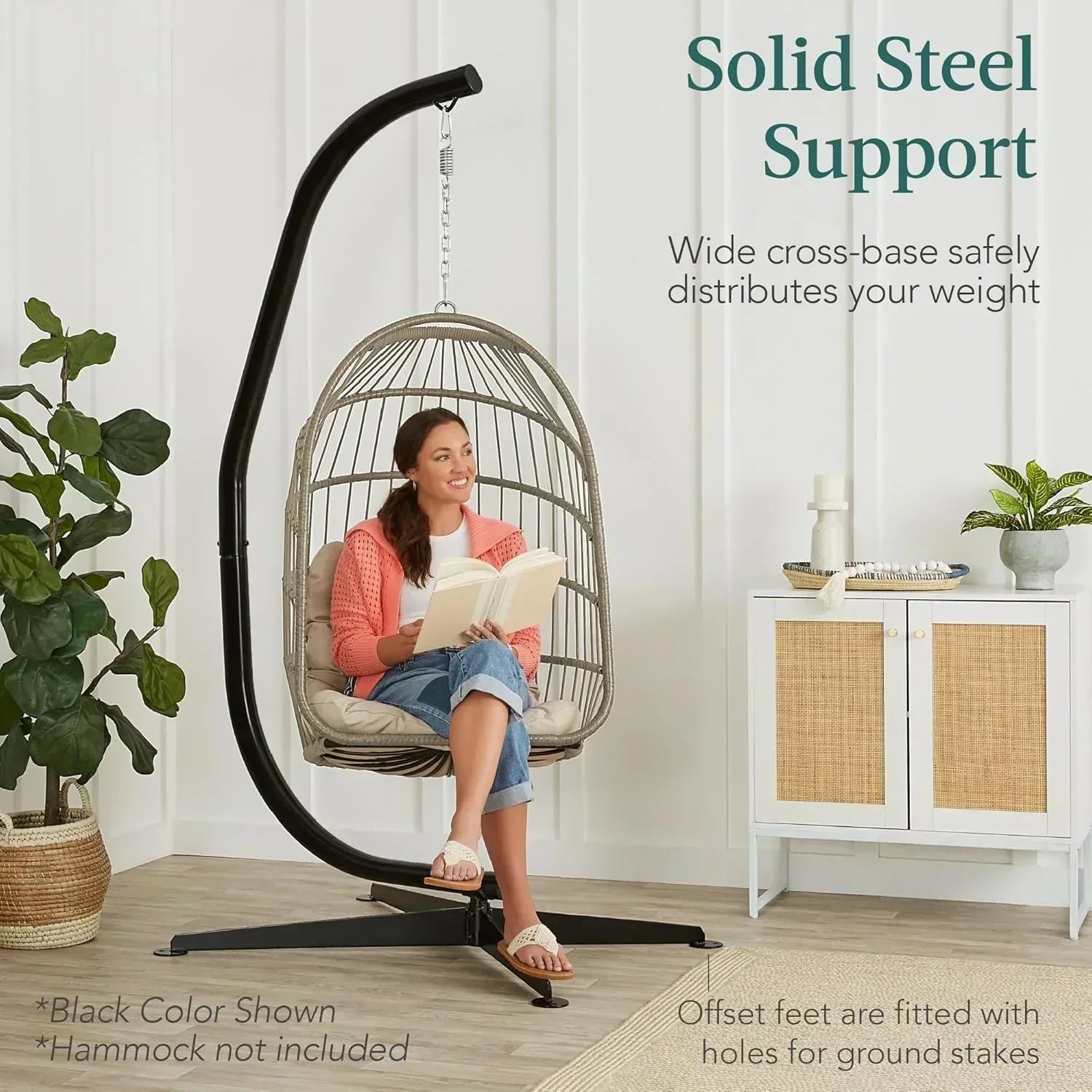 Best Choice Products Metal Hanging Hammock C-Stand for Chair Weather Resistant Finish