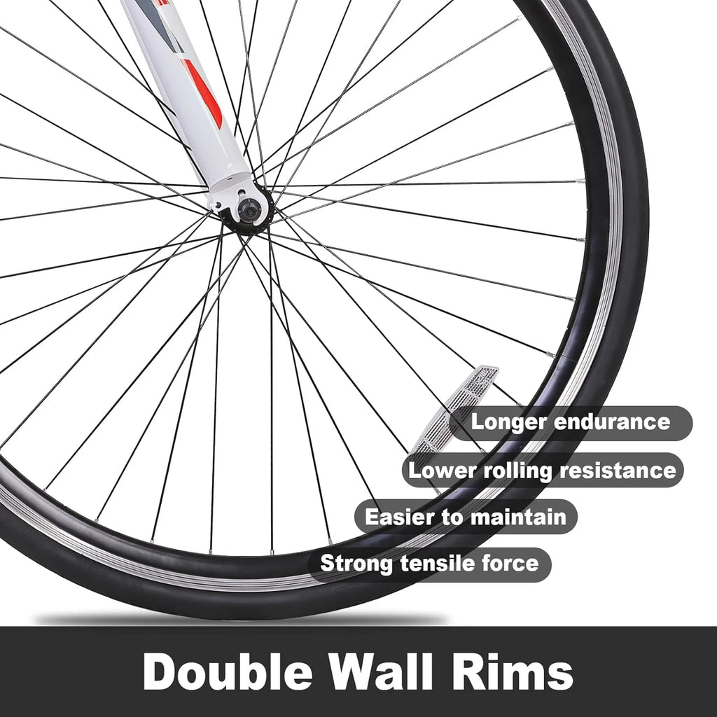 WEIZE Road Bike, 700C Wheel City Commuter Bicycle, Shimano 14 Speed Drop Bar, Racing Adult Bike with Caliper Brakes, High-Carbon Steel Hybrid Bikes