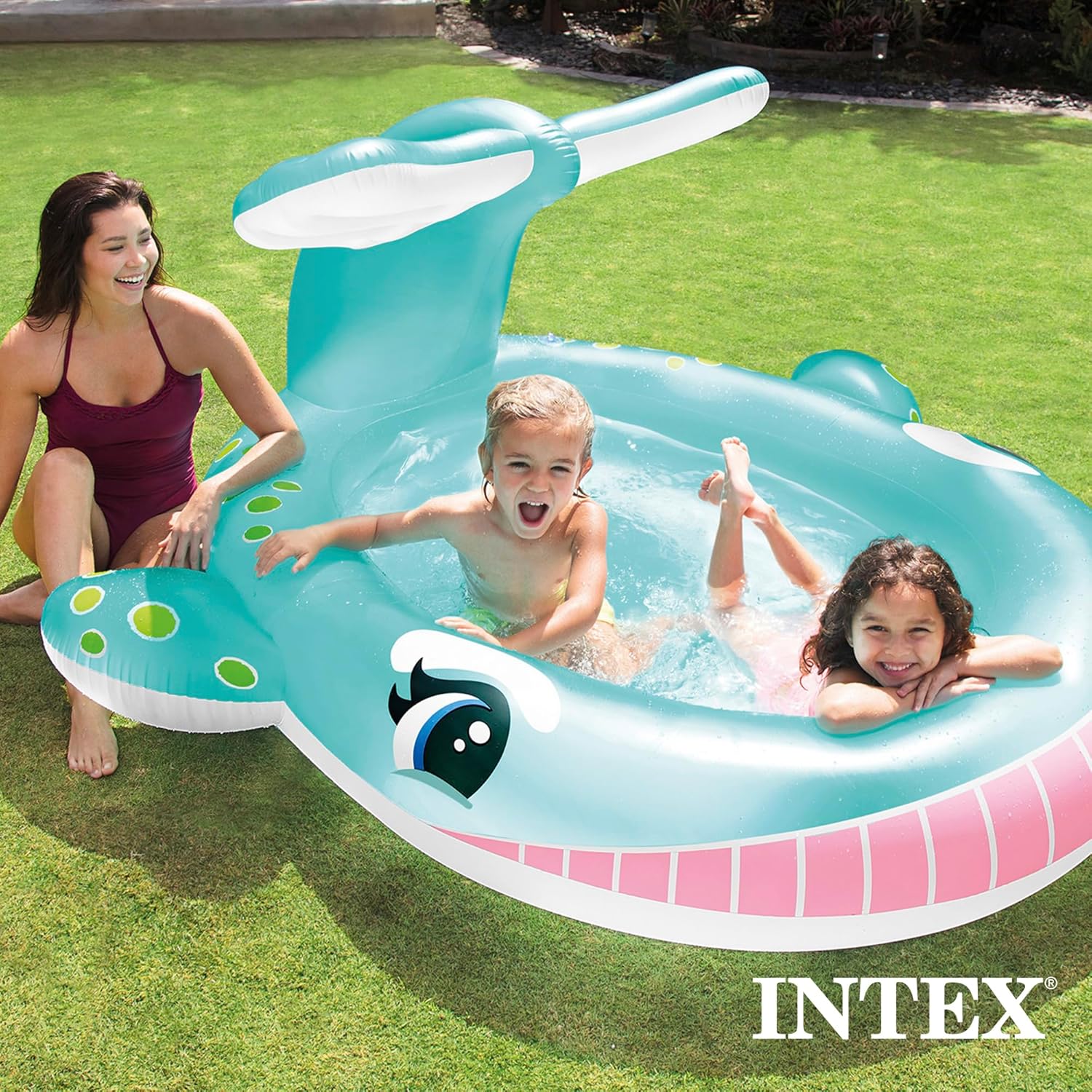 Intex 96 x 78 x 28 Inflatable Jungle Adventure Play Center Spray Kiddie Pool Water Slide